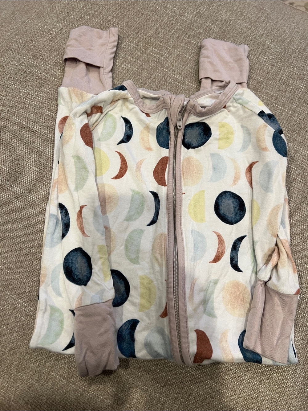 Little Sleepies Zip Footed Sleeper with Moon Print - Multicolor